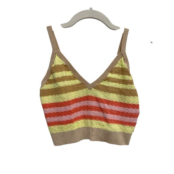 Scotch and Soda Crop Top Size Small Striped V Neck Sleeveless Yellow Orange NEW - Picture 3 of 12